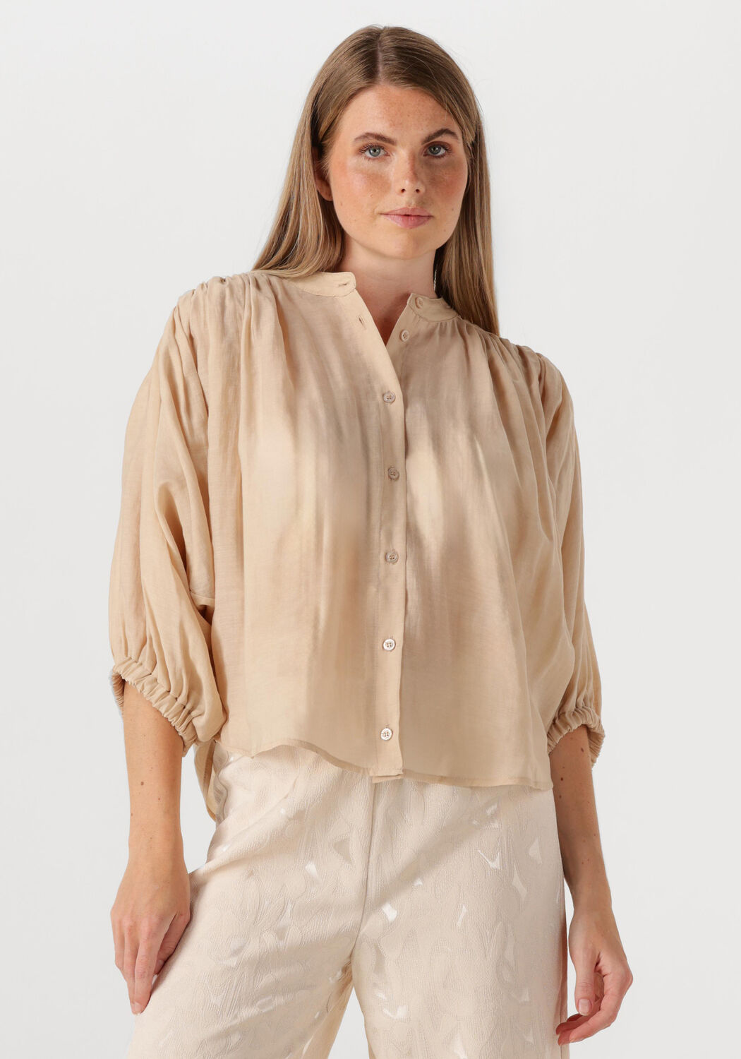 Amaya Amsterdam Blouse Dames Juno Blouse, Maat: S, Kleur: Beige afbeelding 1