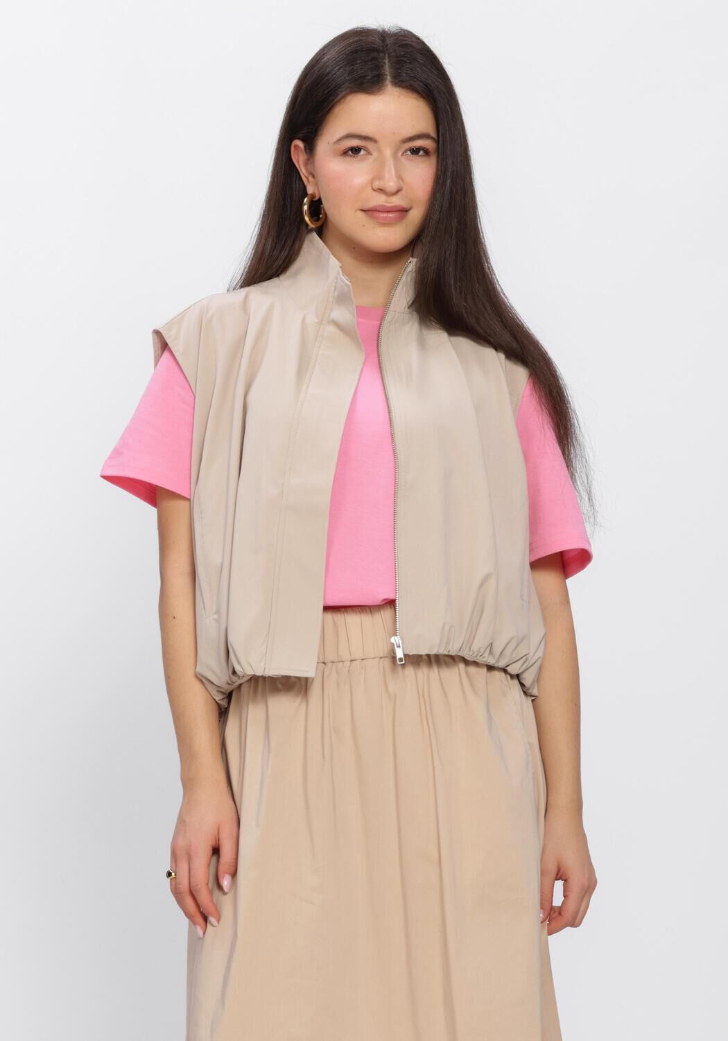 Aimee the Label Bodywarmer Dames Lowen Waistcoat, Maat: L, Kleur: Beige