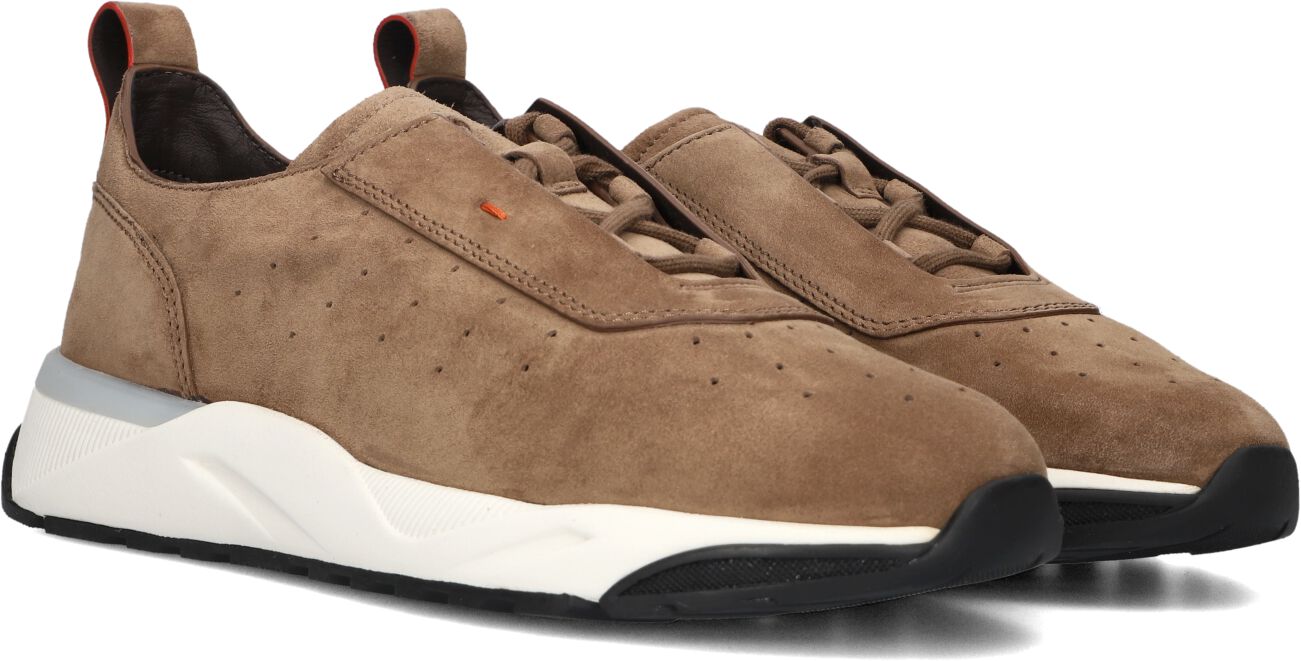 Santoni Lage Sneakers Heren Sue Unlined Runner, Maat: 46,5/47, Materiaal: Suède, Kleur: Bruin