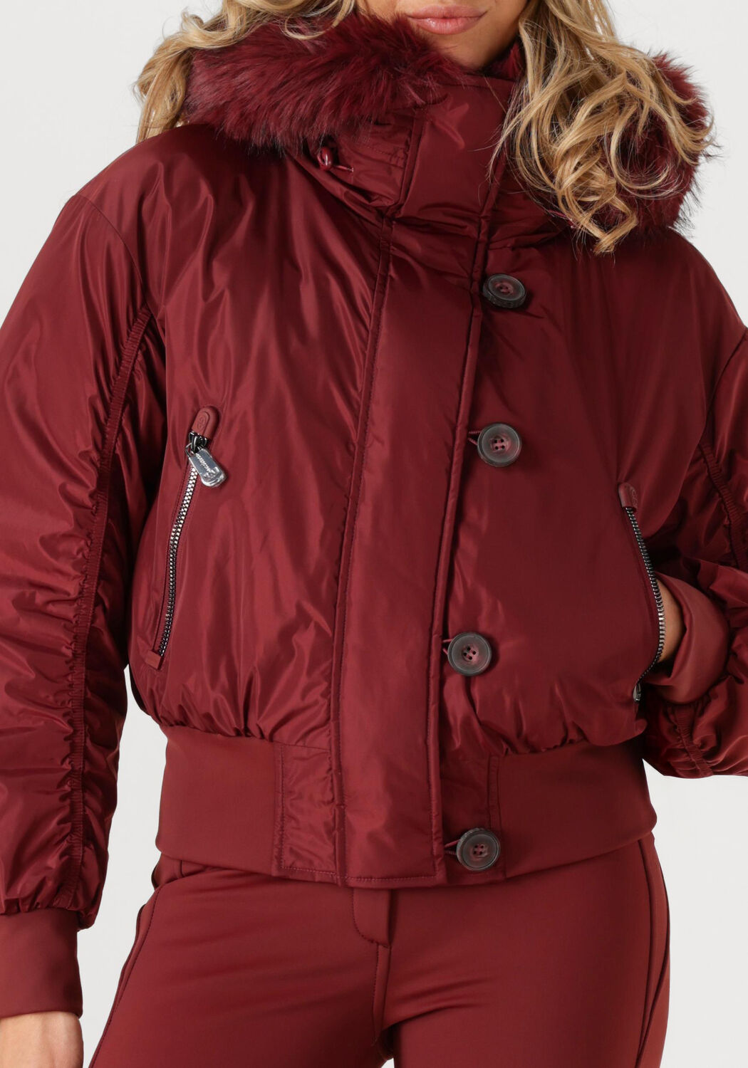 Rode GOLDBERGH Gewatteerde jas JEANNE SKI JACKET FAUX BORDER - large