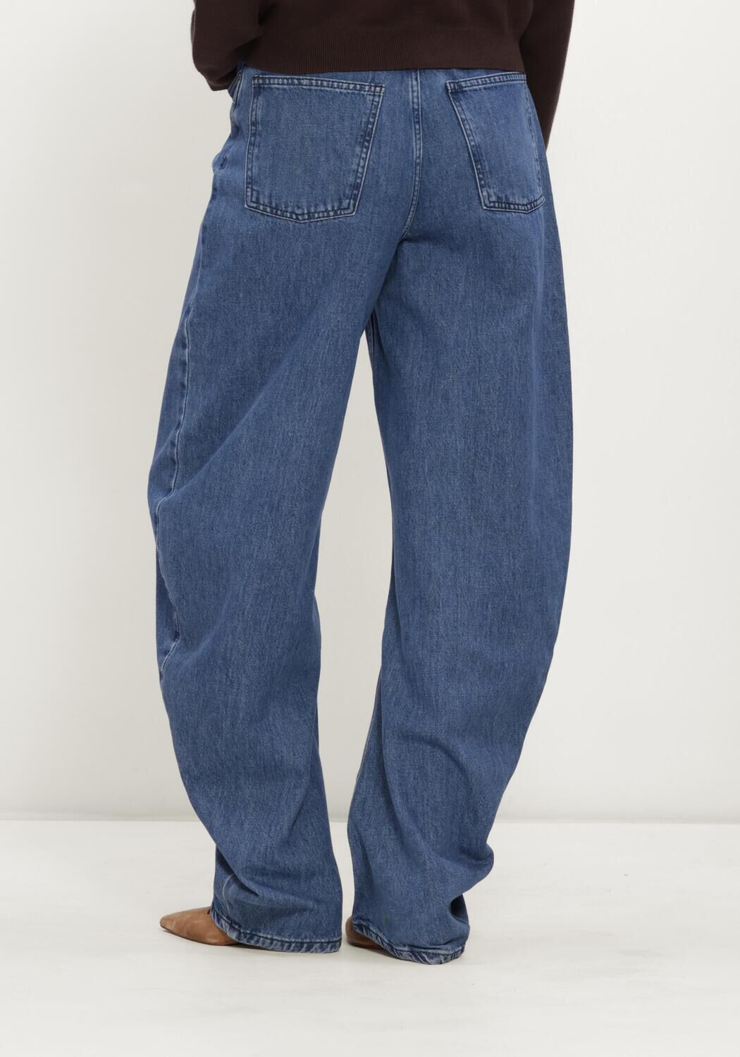Blauwe ROTATE Wide jeans DRAPED BARREL LEG JEANS - large