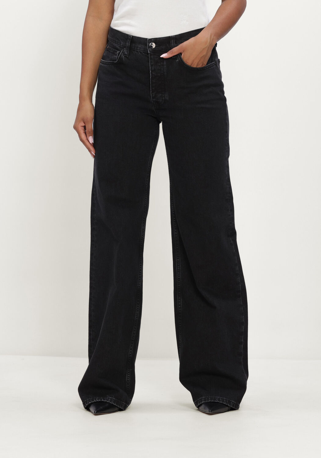 Zwarte ANINE BING Wide jeans HUGH JEAN - large