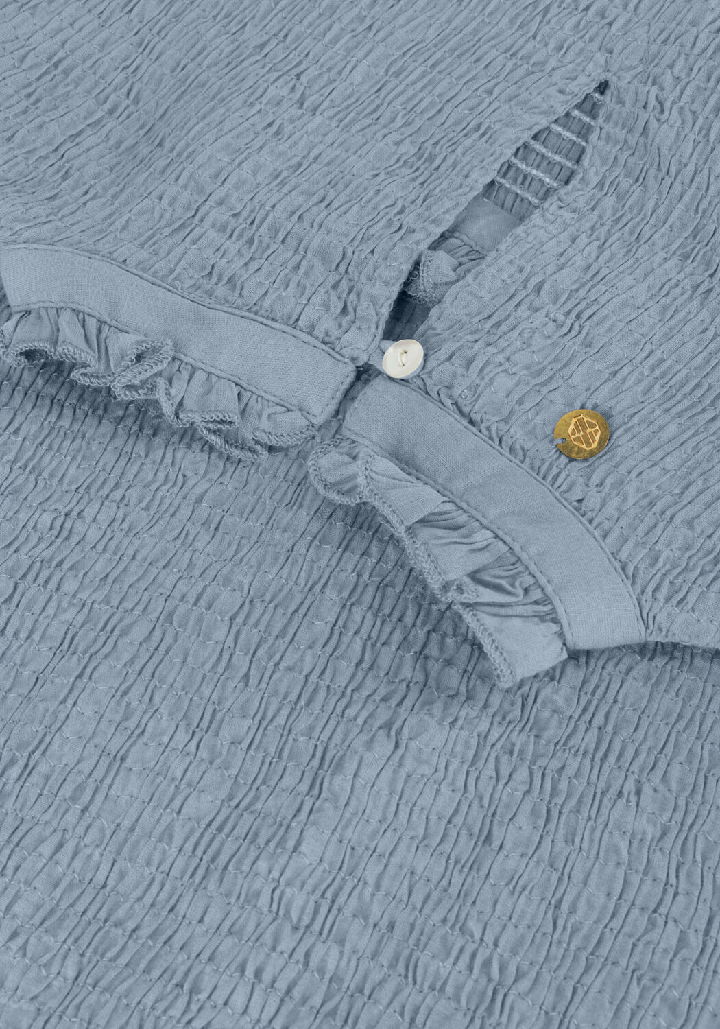 Lichtblauwe ANTIK BATIK Top ANGELIE SMOCK BLOUSE - large