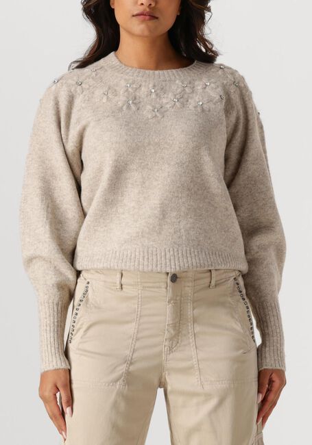 Beige SUMMUM Trui SWEATER WOOL ELASTANE BLEND KNIT - large