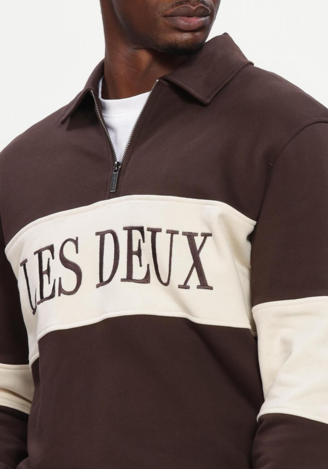 Bruine LES DEUX Sweater ZIPPER RUGBY SWEATSHIRT - large
