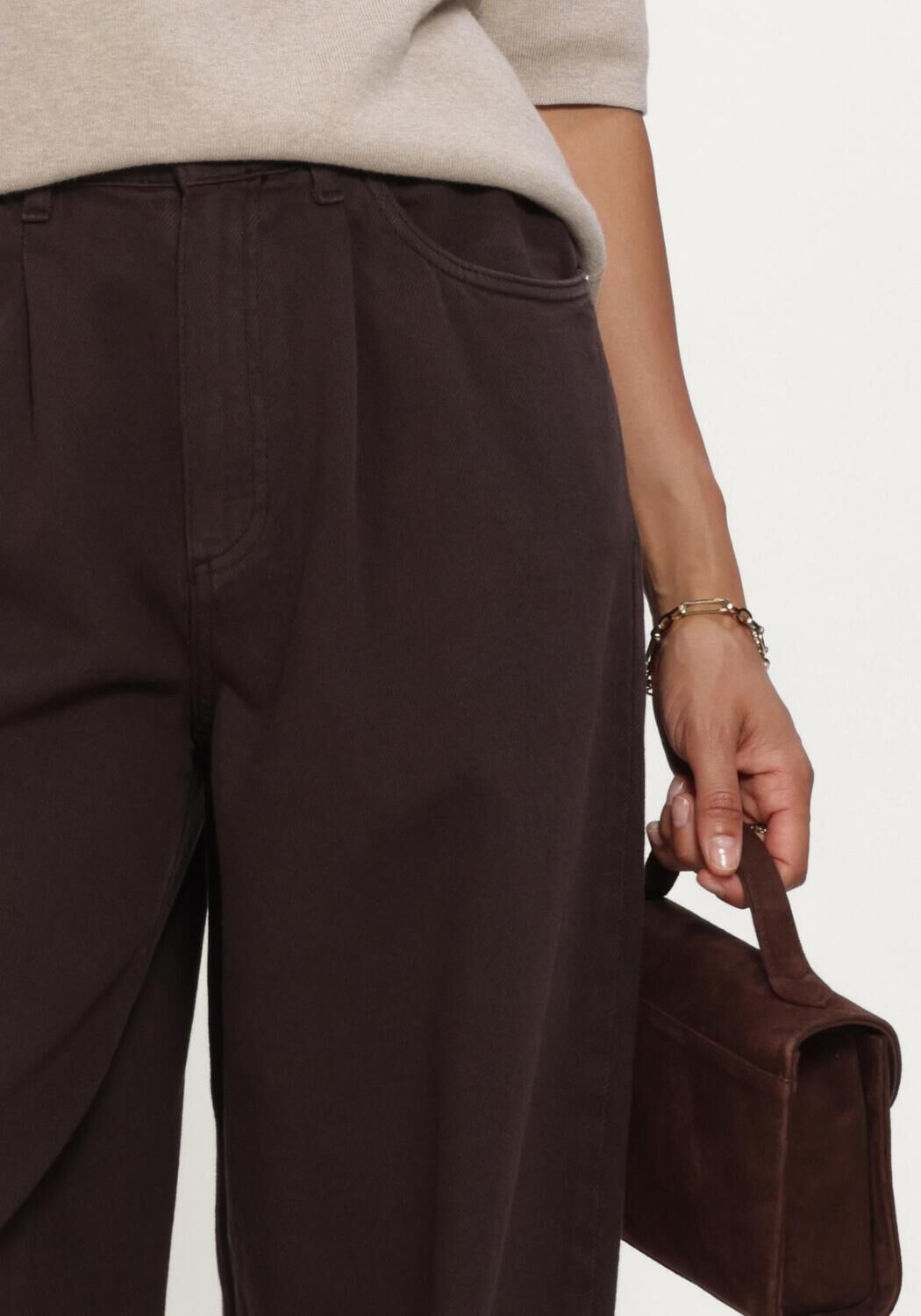 Bruine KNIT-TED Broeken CHARLY PANTS - large