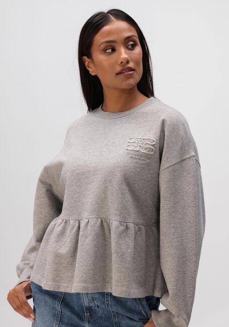 Grijze GANNI Truien/vesten ISOLI CREWNECK WITH PEPLUM - large