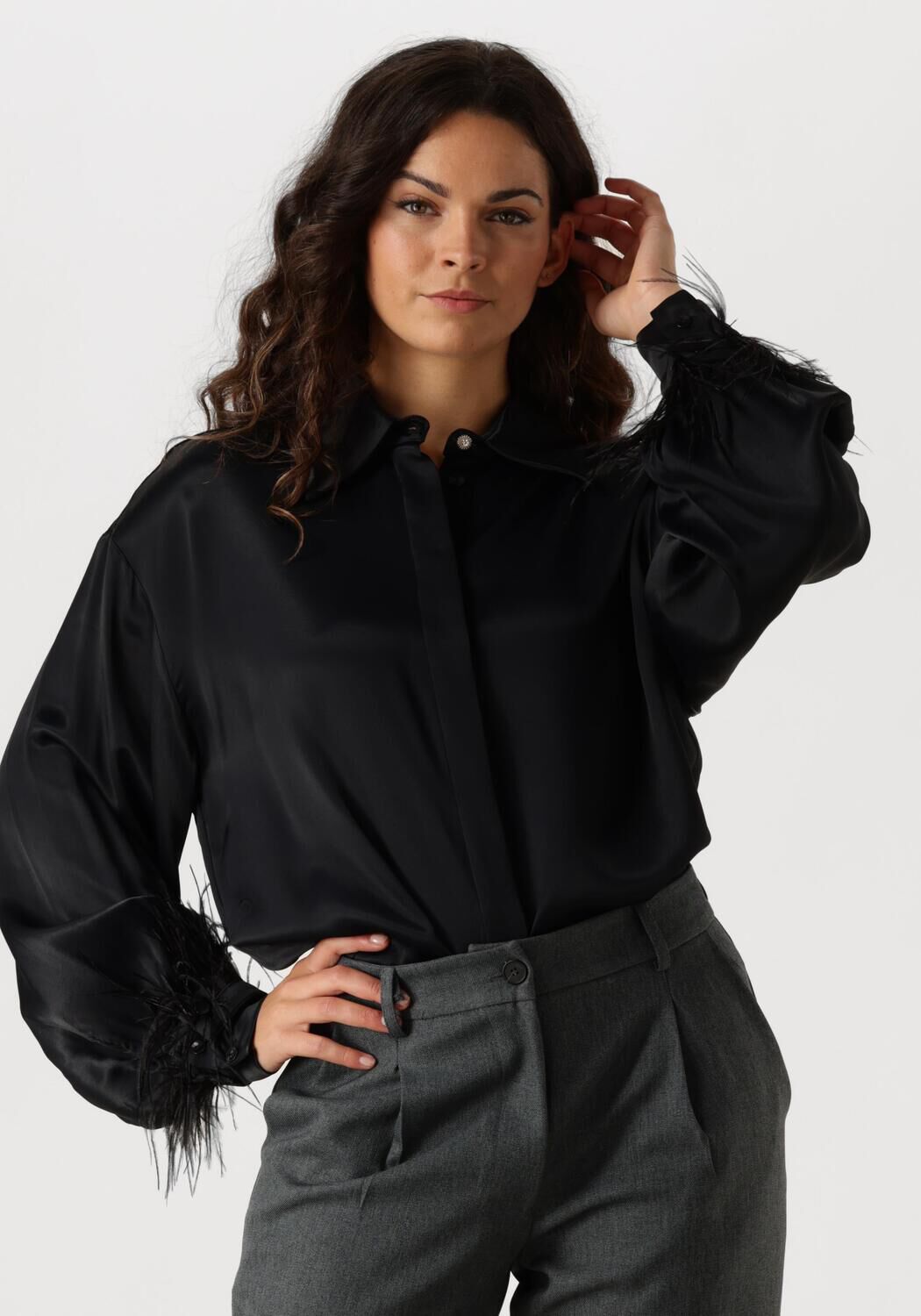 Access Blouse Dames D44-7044-198, Maat: L, Kleur: Zwart