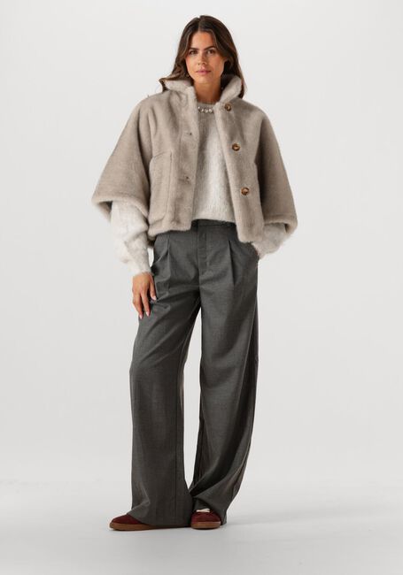 Grijze GESTUZ Wijde broek GZPAULA MELANGE MW WIDE PANTS - large