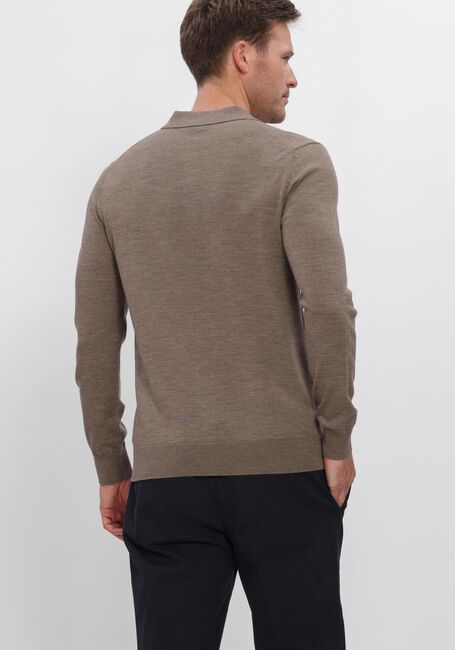 Taupe PROFUOMO Trui POLO LS EXTRAFINE MERINO - large
