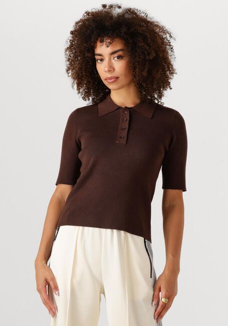 Bruine HAUTE L'AMITI&Eacute; T-shirt PICCOLO SS POLO RIB KNIT - large