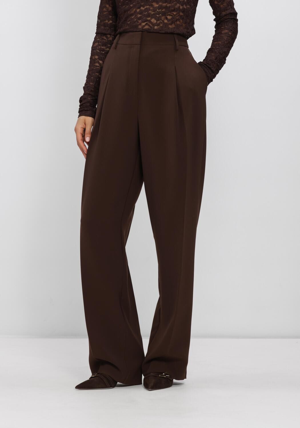 Bruine DANTE6 Wijde broek CHAD PLEATED PANTS - large