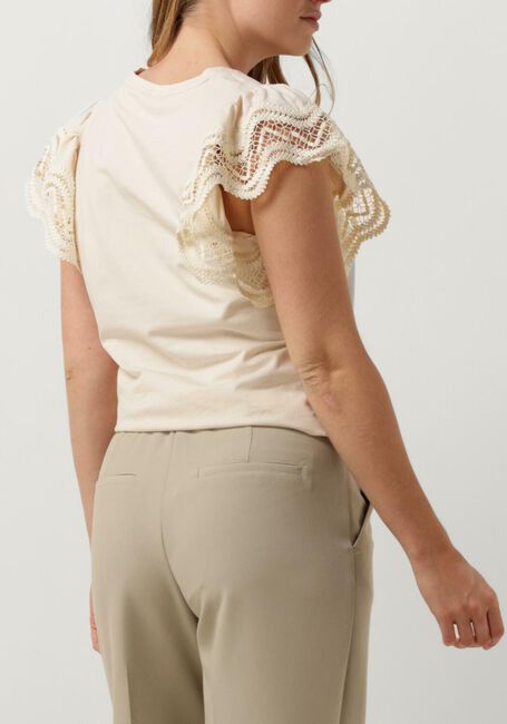 Gebroken wit SUMMUM T-shirt JERSEY TOP TEE WITH LACE - large