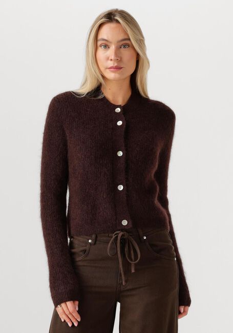 Bruine SECOND FEMALE Vest ANDREA KNIT RIB LS CARDIGAN - large