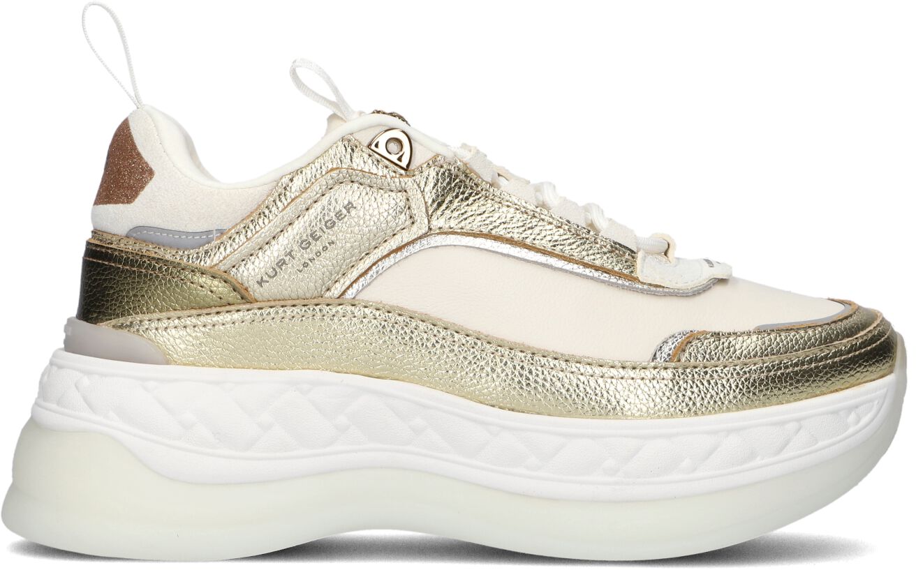 Kurt Geiger London Lage Sneakers Dames Kensington Pump Sneaker, Maat: 38, Materiaal: Leer, Kleur: Goud