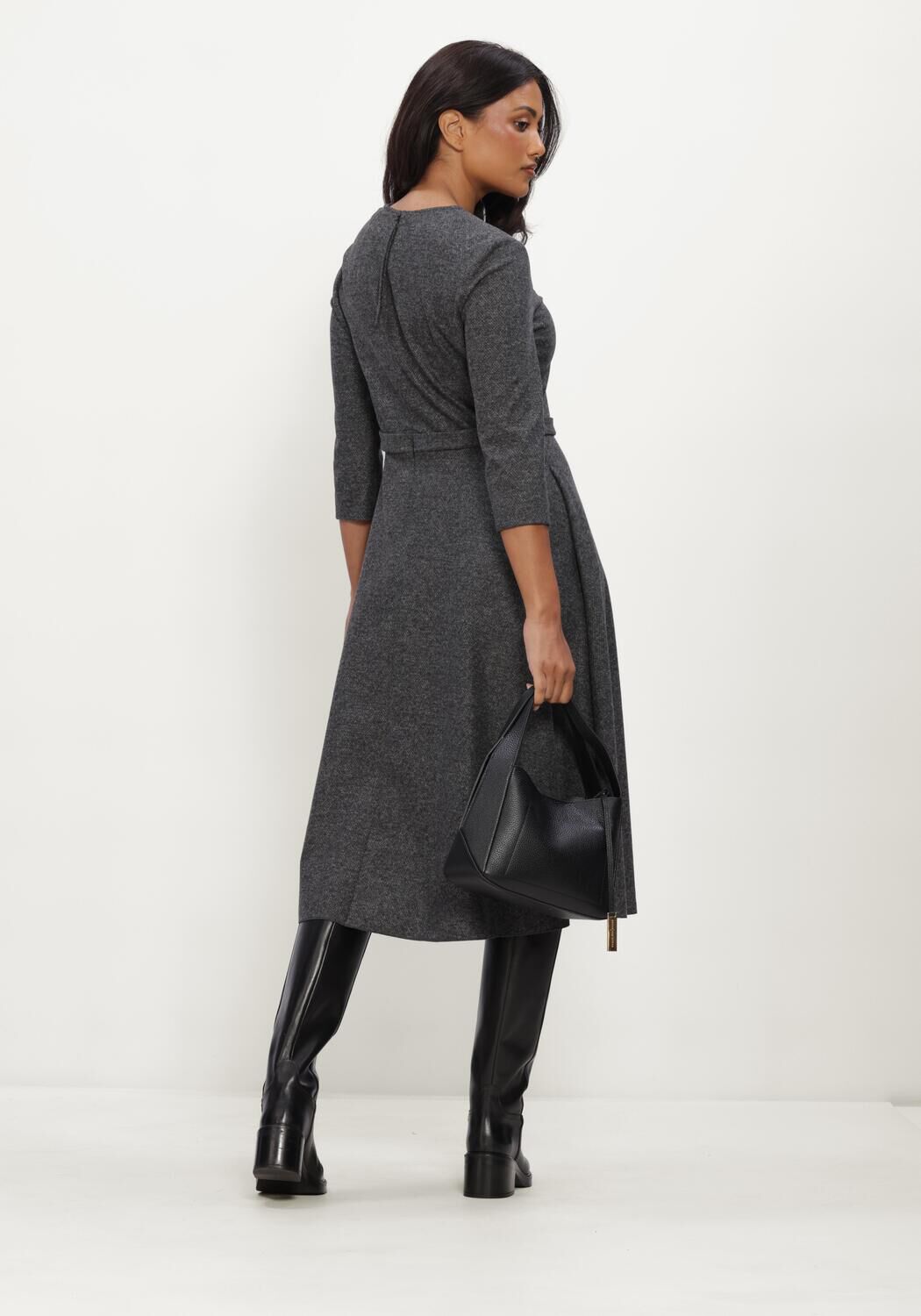 Donkergrijze LUISA CERANO Jurken MIDIKLEID AUS PUNTO-MILANO - large