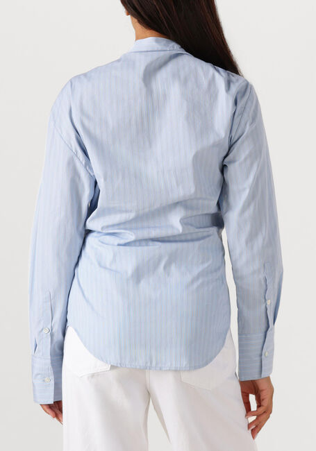 Lichtblauwe ROHE Blouses OVERLAP STRIPED SHIRT - large