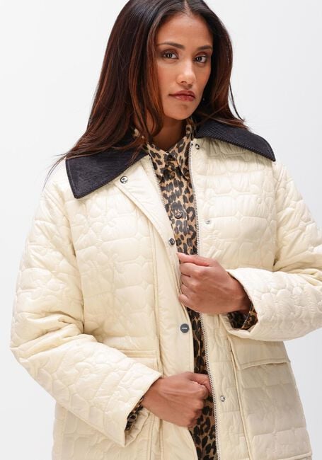 Beige GANNI Jassen SHINY QUILT JACKET - large