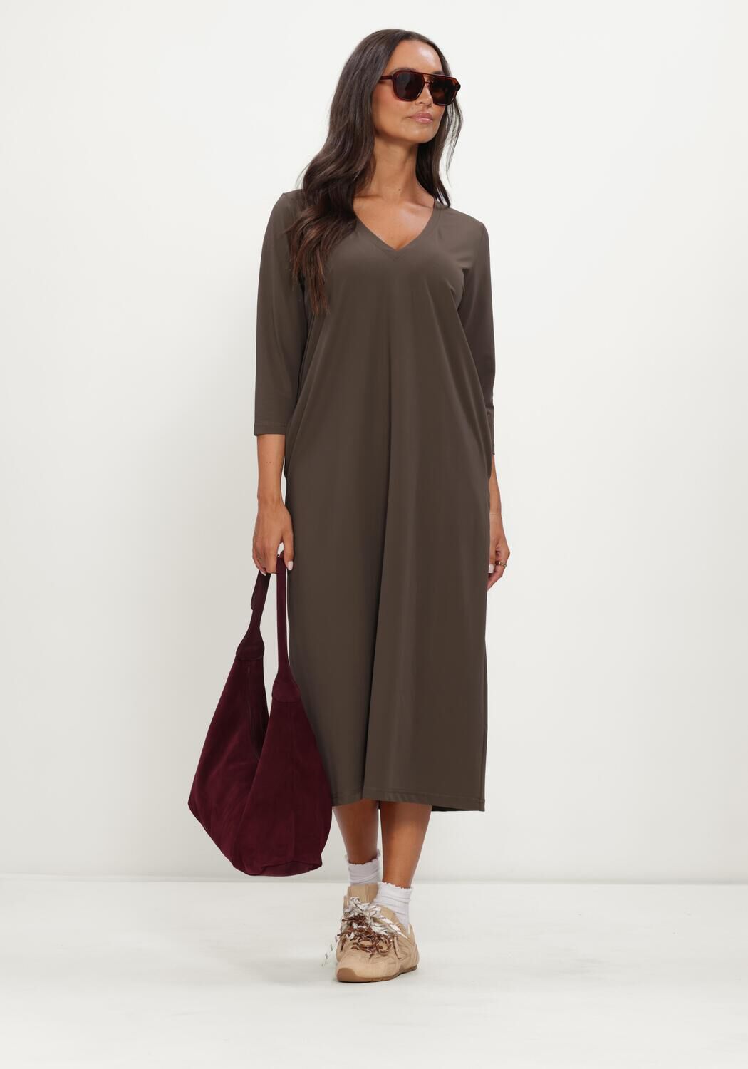 Olijf PENN & INK Midi jurk W26M-BLAKE - large
