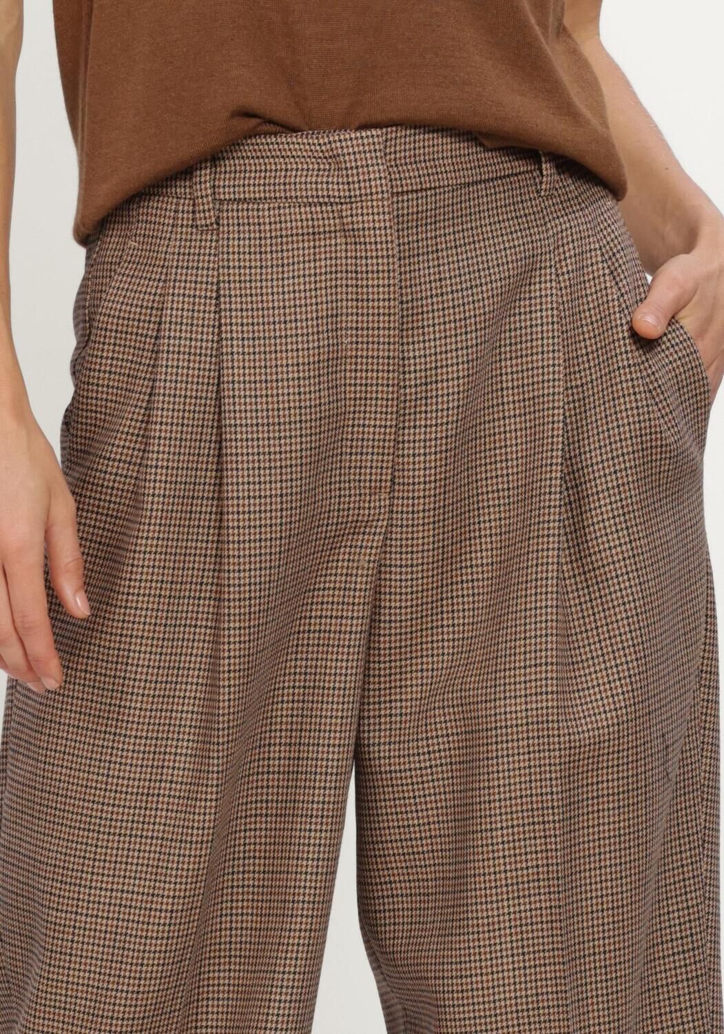 Bruine LUISA CERANO Wijde broek GLENCHECK-TAPERED-PANTS - large