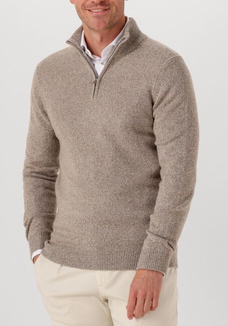 Beige PROFUOMO Trui PULLOVER HALF ZIP WOOL BLEND - large