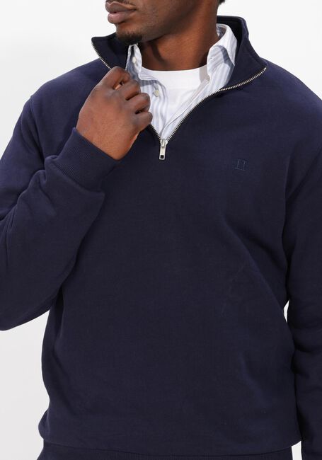 Donkerblauwe LES DEUX Trui NORREGAARD TONAL HALF-ZIP SWEATSHIRT - large