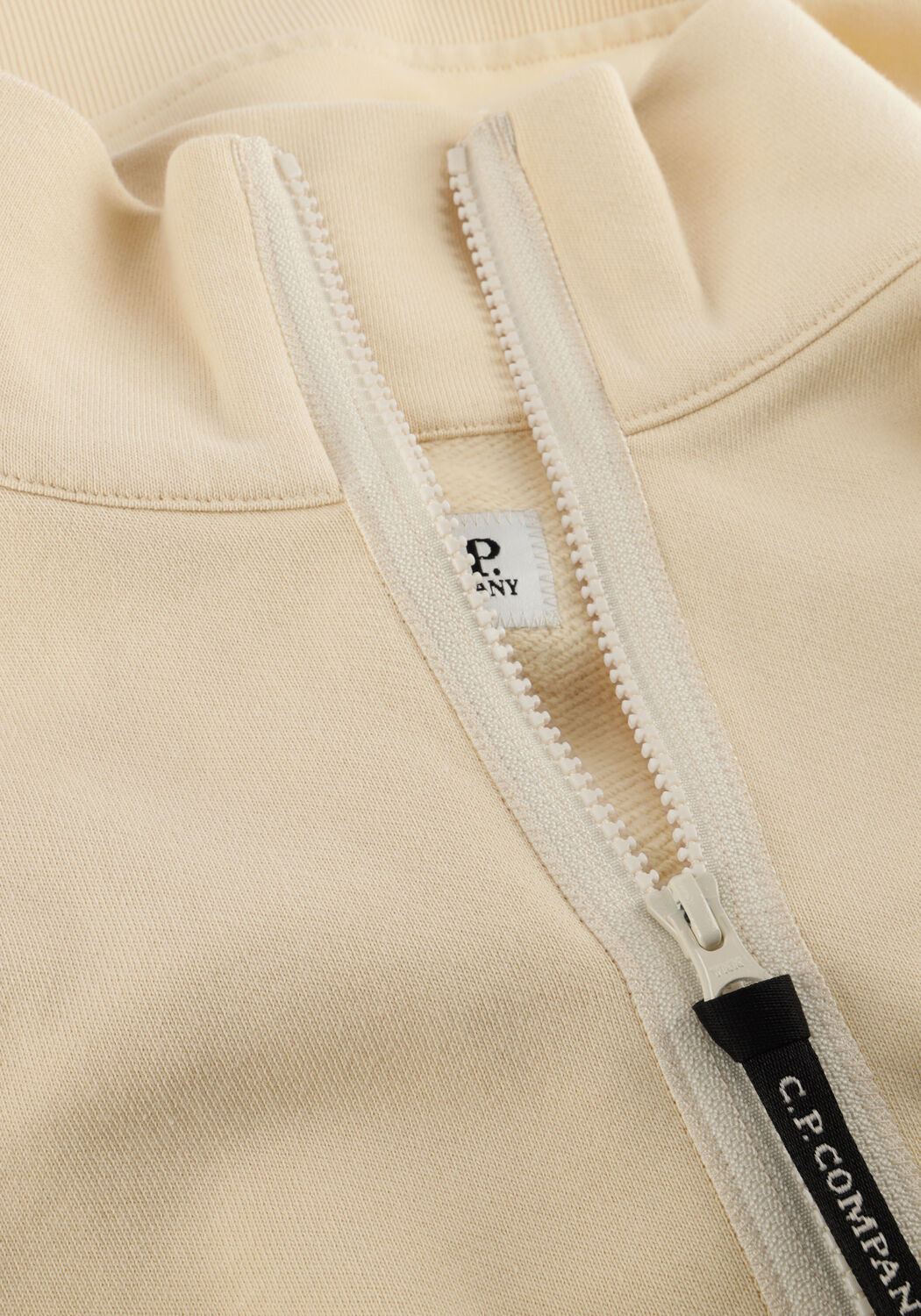 Creme CP COMPANY Trui SWEATSHIRTS POLO COLLAR IN DIAGONAL RAISED FLEECE - large