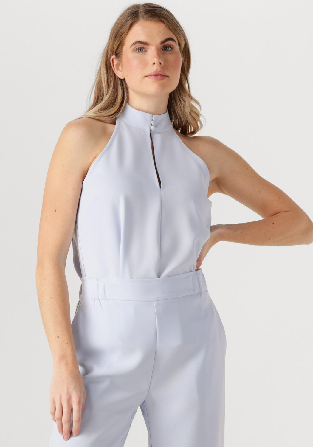 Dante6 Top Dames Dece Drapey Halter Top, Maat: 34, Kleur: Lichtblauw