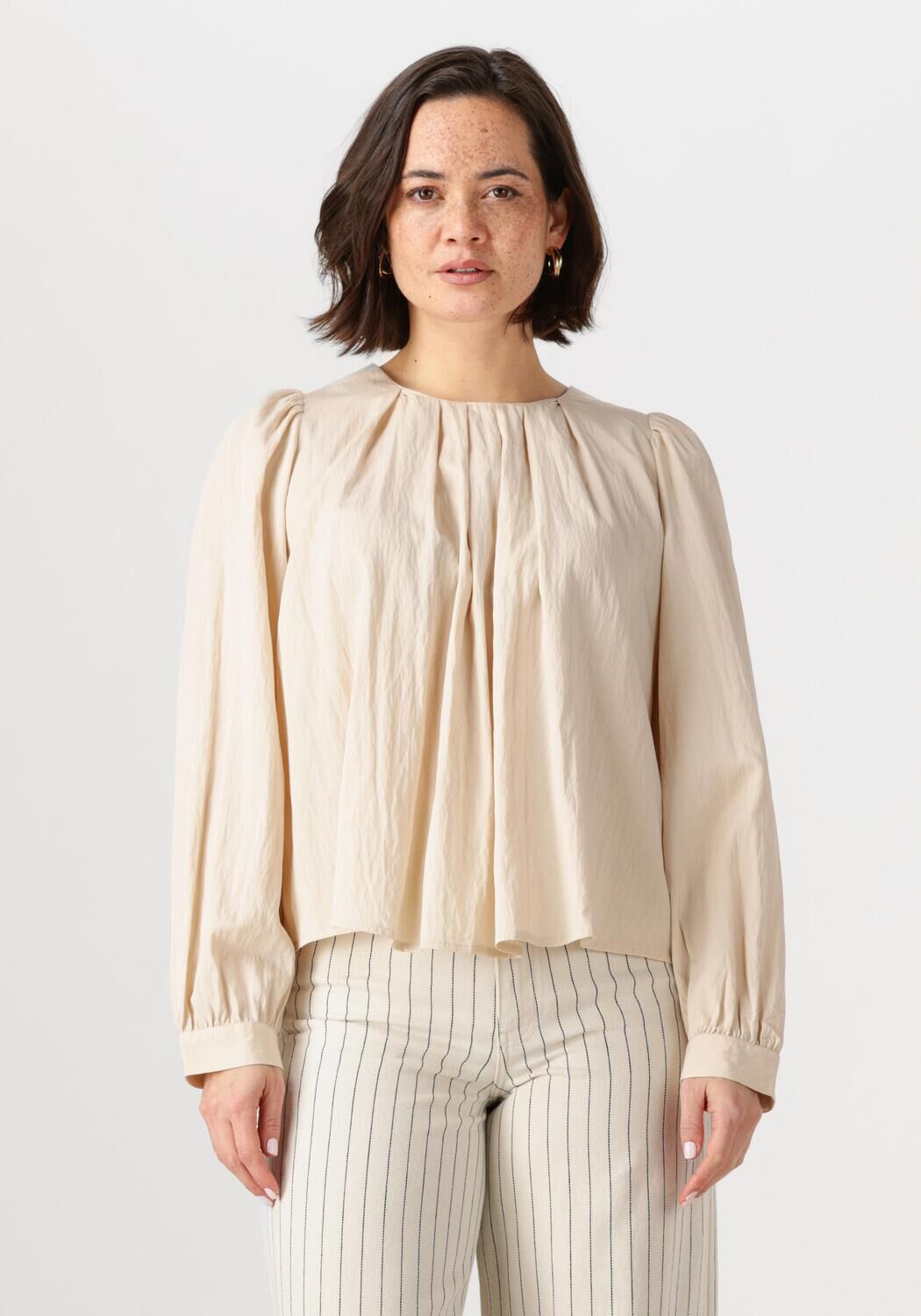 Co'Couture Blouse Dames Viva Pleat Blouse, Maat: L, Kleur: Ecru afbeelding 1
