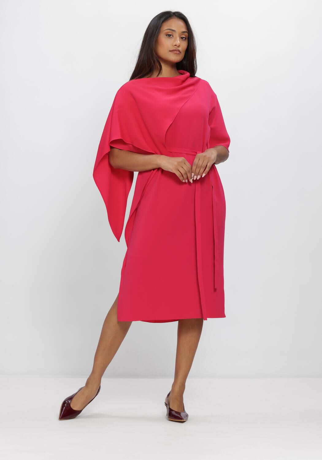 Fuchsia NATAN Midi jurk ROBE DRESS+ FLOUNCES - large