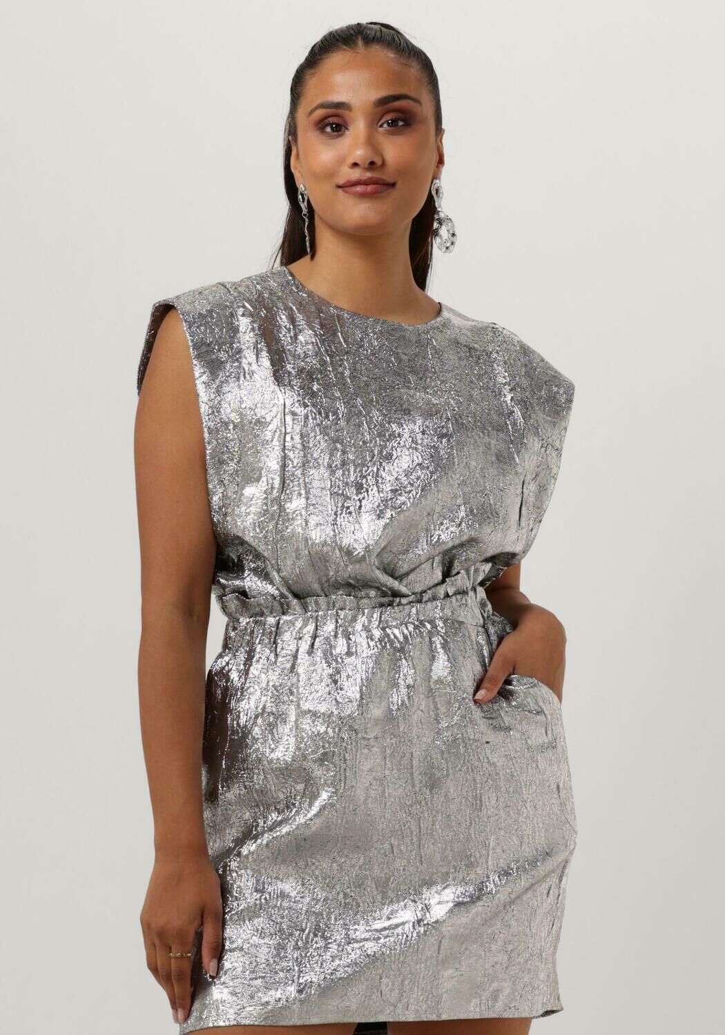 Co'Couture Top Dames Vina Metallic Top, Maat: S, Kleur: Zilver