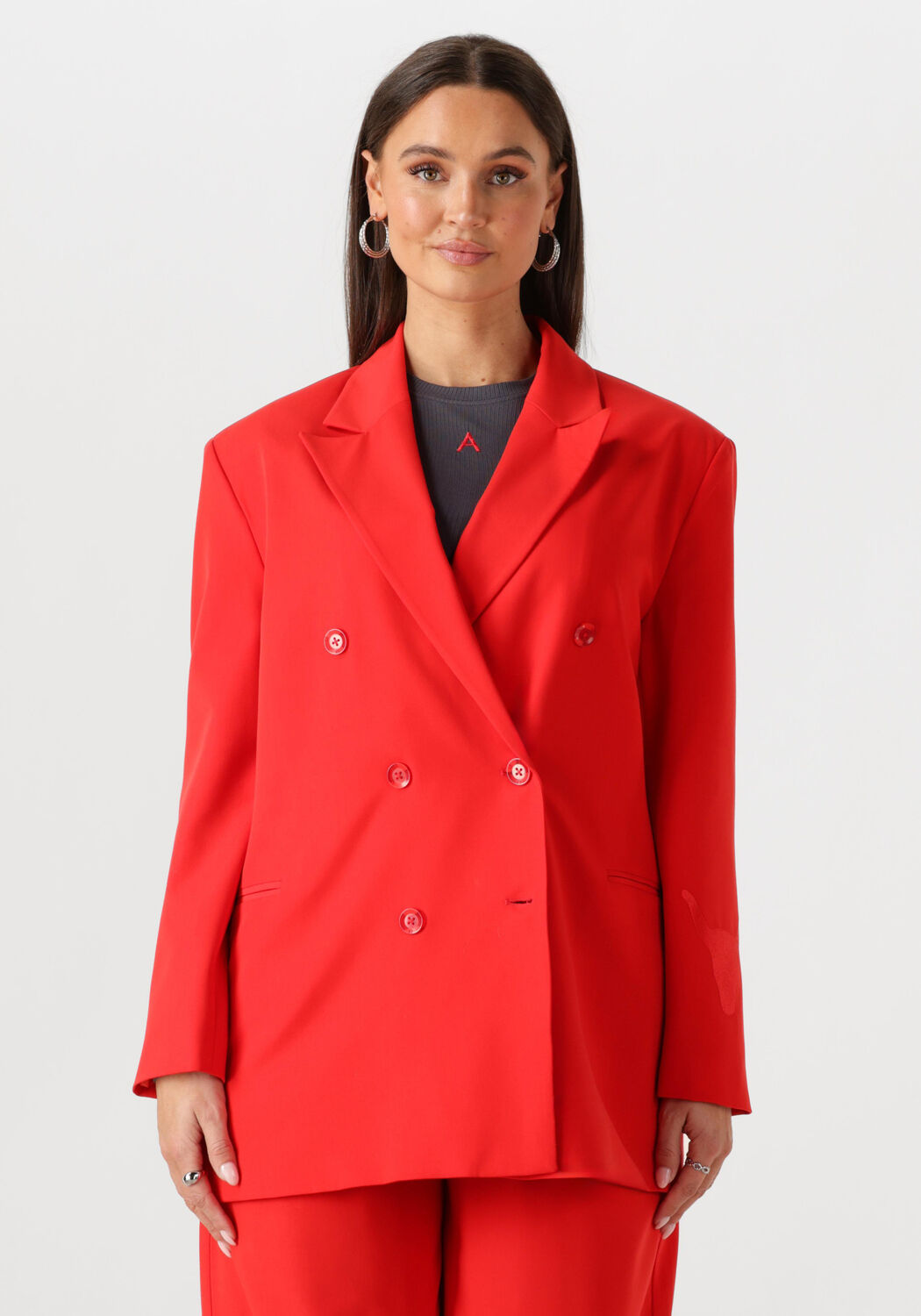 Alix the Label Blazer Dames Ladies Woven Oversized Blazer, Maat: L, Kleur: Rood