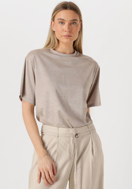Beige SUMMUM T-shirt BOXY TOP SOFT LUREX JERSEY - large