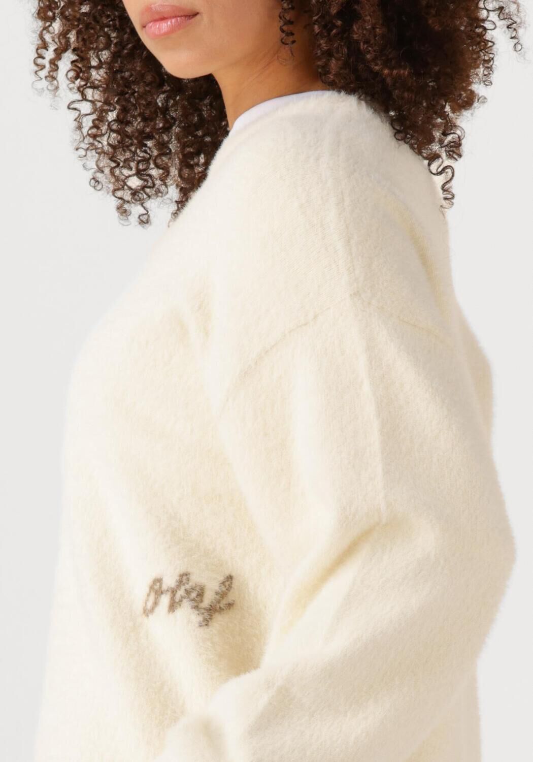 Creme OLAF HUSSEIN Trui FLUFFY SCHRIPT LOGO KNIT - large