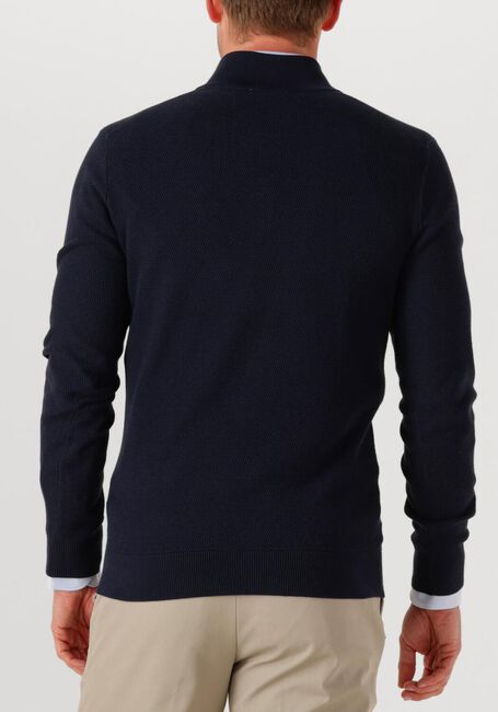 Donkerblauwe PROFUOMO Trui PULLOVER HALF ZIP TWINKLE SLUB - large