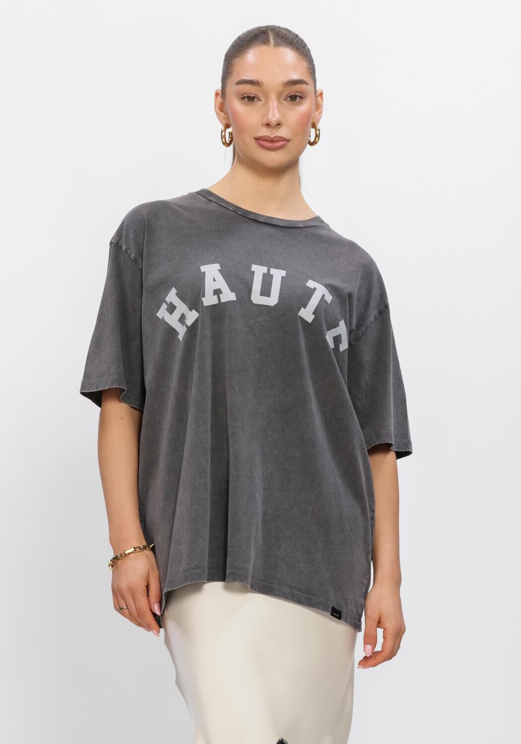 Haute L'Amitié T-Shirt Dames Noma Acid Curve Logo Tee, Maat: S, Kleur: Donkergrijs afbeelding 1