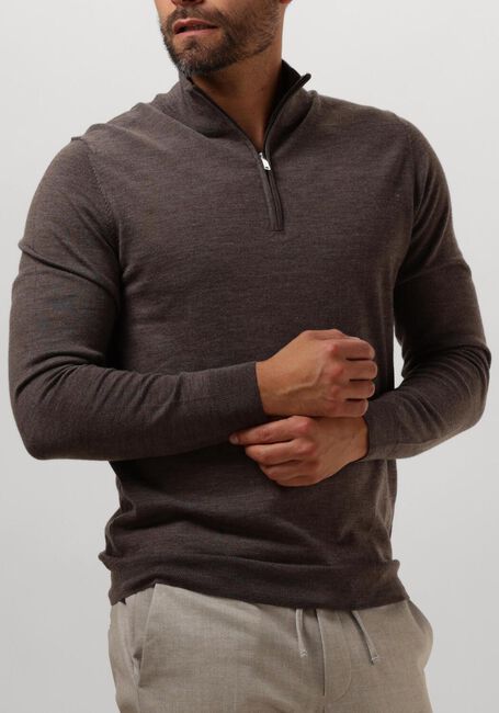 Taupe PROFUOMO Trui PULLOVER HALF ZIP - large
