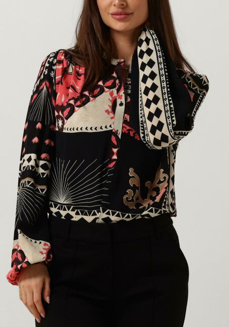 Zwarte SUMMUM Blouses TOP SCARF PRINT - large