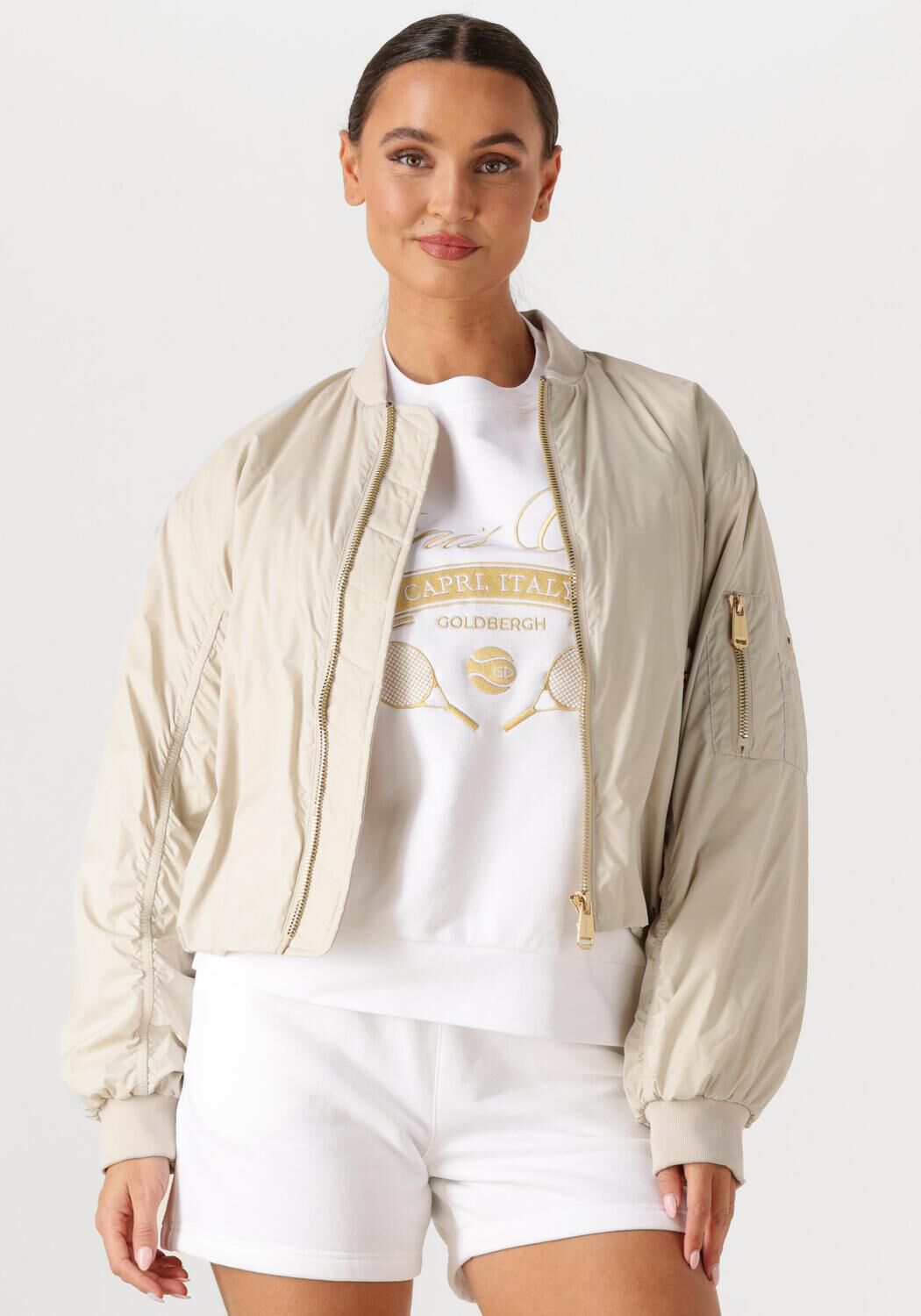 Goldbergh Jack Dames Isolana Bomber Jacket, Maat: 42, Kleur: Zand afbeelding 1