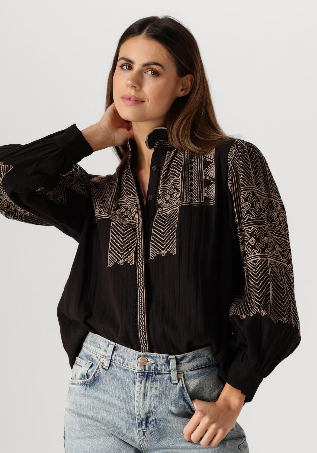 Antik Batik Blouse Dames Svetlana Blouse, Maat: M, Kleur: Zwart