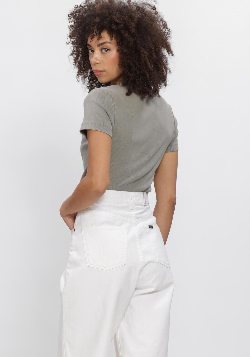 Grijze OLAF HUSSEIN T-shirt ESSENTIAL WASHED TEE - large