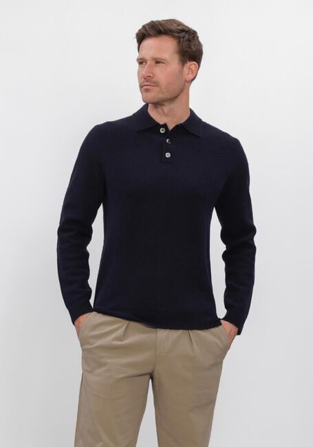 Donkerblauwe PROFUOMO Polo POLO LS BOILED WOOL - large