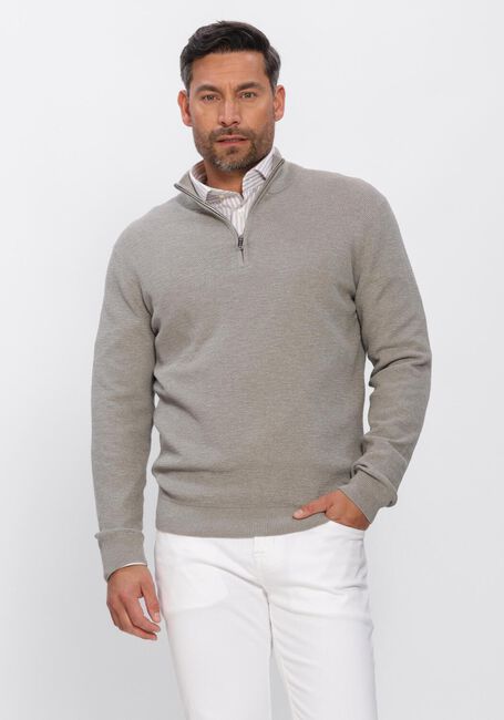 Blauwe PROFUOMO Trui PULLOVER HALF ZIP TWINKLE SLUB - large