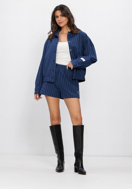 Donkerblauwe ALIX THE LABEL Jack LADIES WOVEN CLEAN STRIPED BOMBER - large