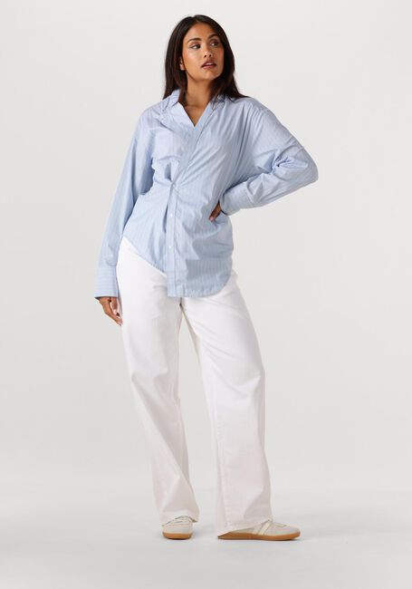 Lichtblauwe ROHE Blouses OVERLAP STRIPED SHIRT - large