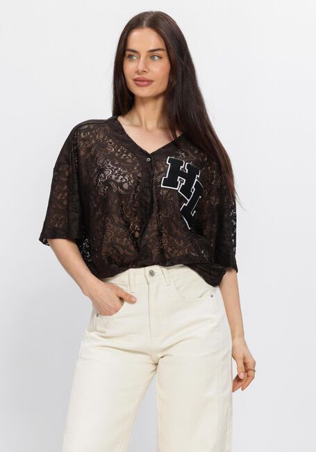 Zwarte HAUTE L'AMITI&Eacute; Top COURT LACE TEE - large