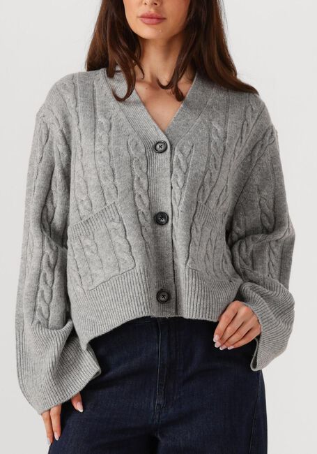 Lichtgrijze SECOND FEMALE Vest ALPHINE KNIT CARDIGAN - large