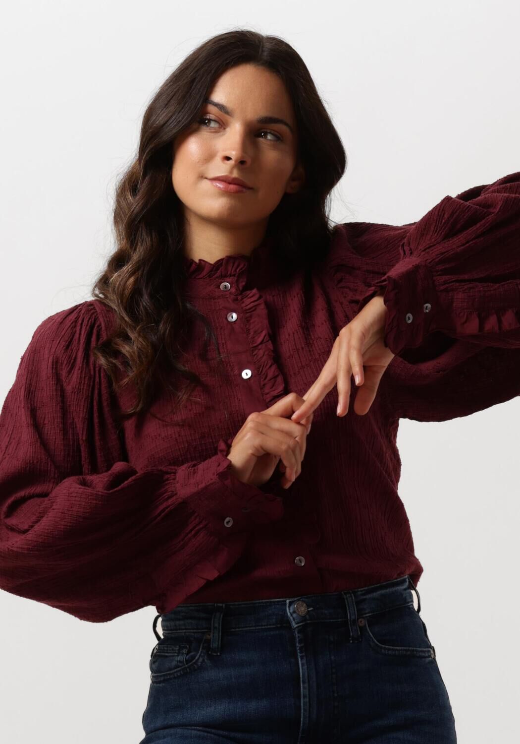 Antik Batik Blouse Dames Yvette Blouse, Maat: S, Kleur: Bordeaux