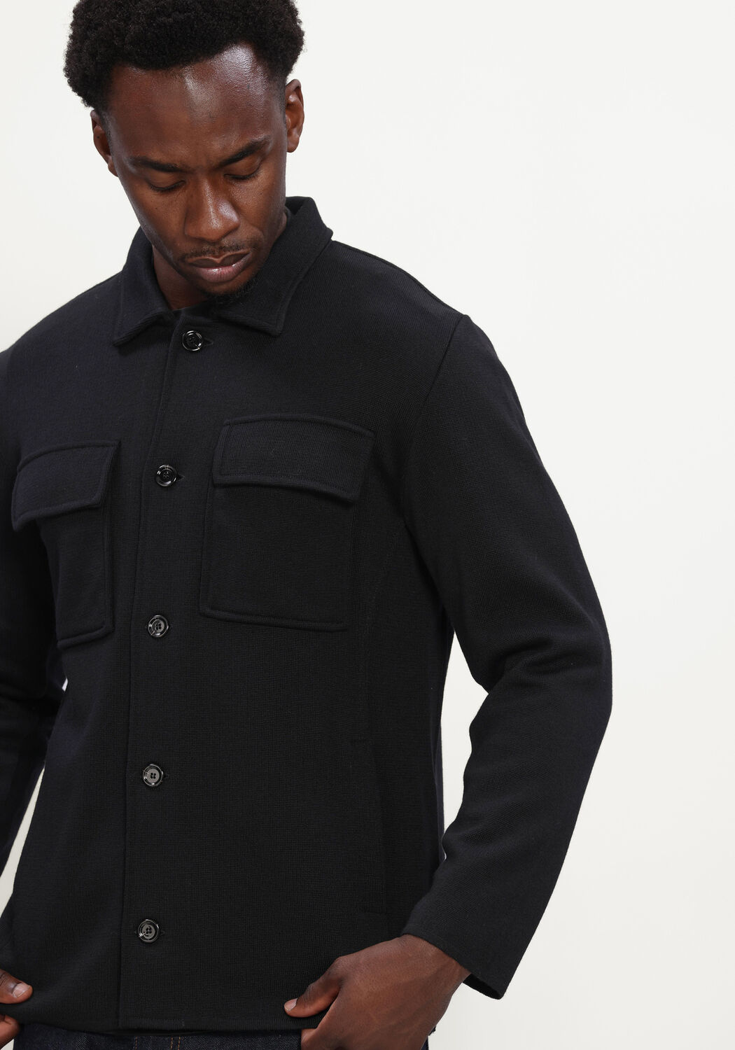 Zwarte LARDINI Overshirt GIACCA MAGLIA UOMO - large