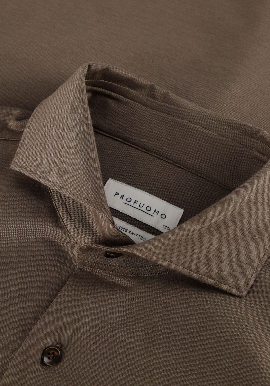 Bruine PROFUOMO Klassiek overhemd SHIRT X-CUTAWAY SF JAPANESE KNITTED - large